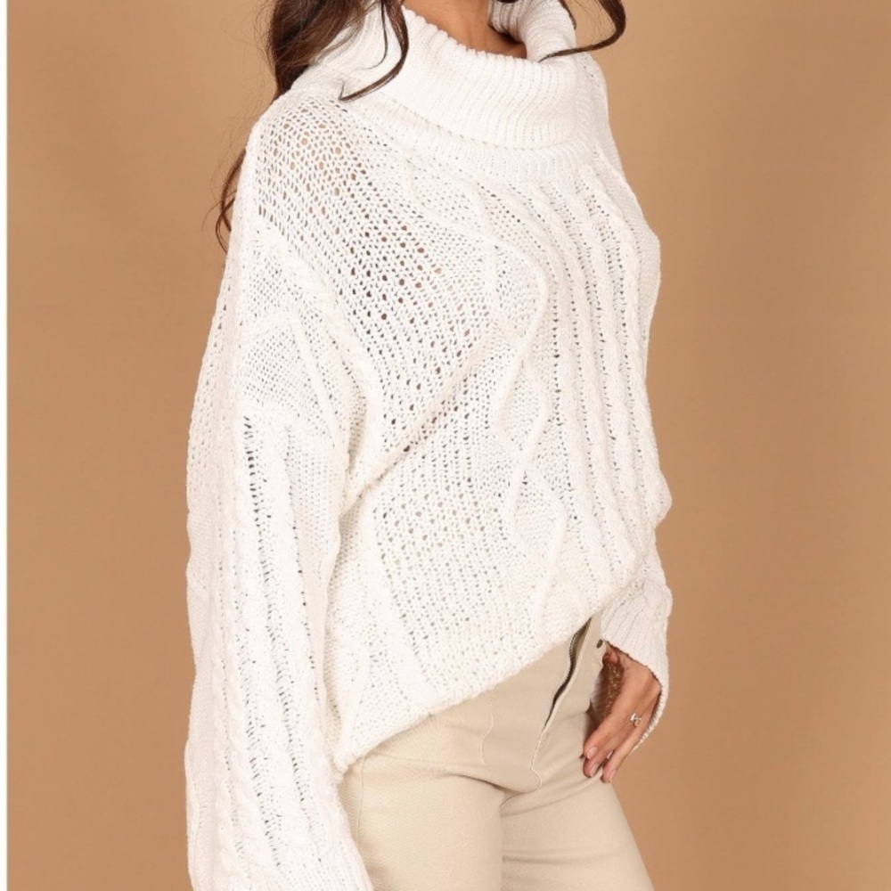 Petal + Pup White Sharpy Cable Knit Sweater